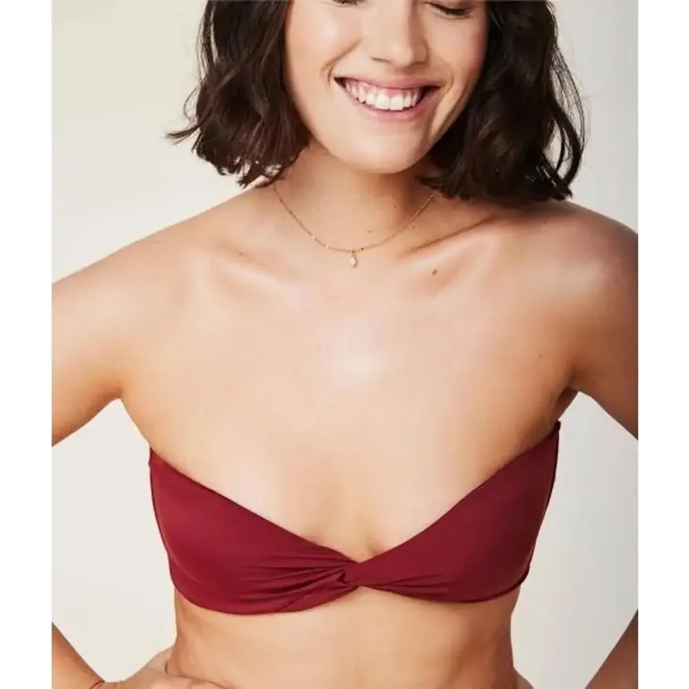 Andie Swim The Capri Bikini Top in Truffle L NWT